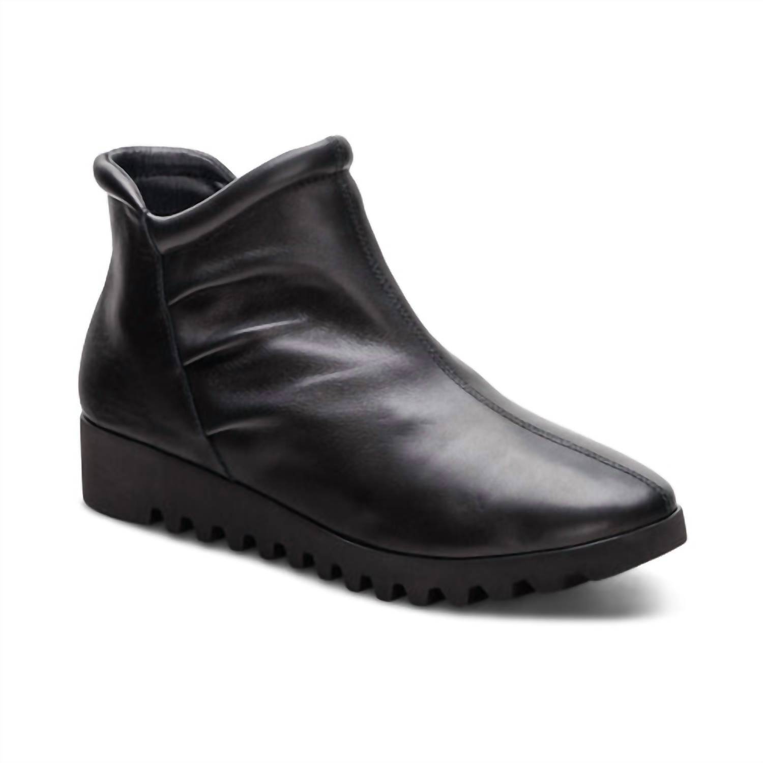 New Aetrex Women's Zoey Slip-On Boot In Black Leather